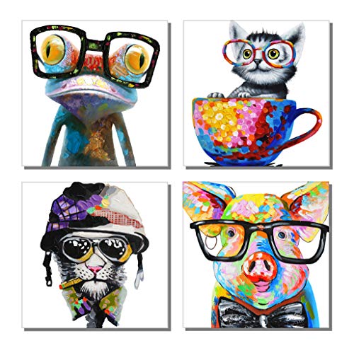 XOTOArt – Animal Picture Cool Wall Art Happy Frog Dog Cat Poster Pig