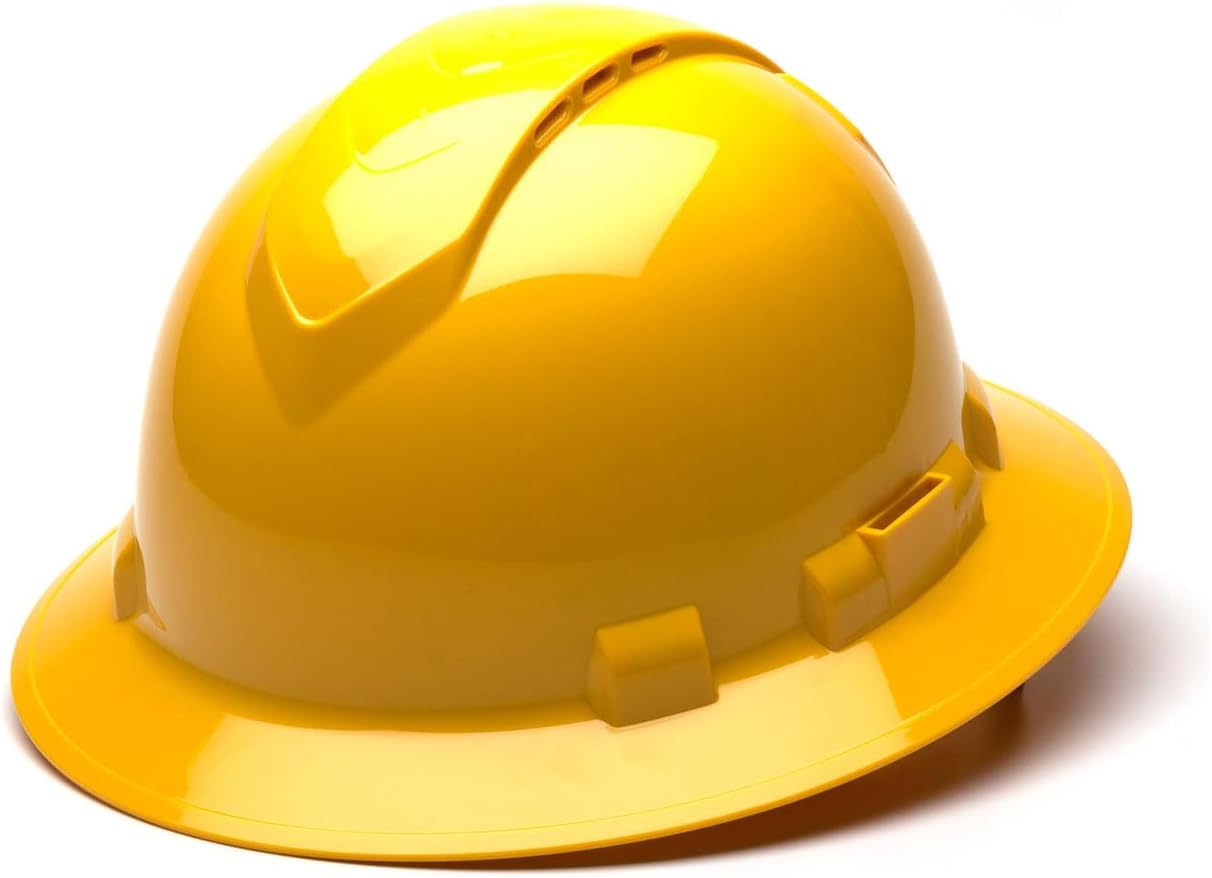 Texas America Safety Company Full Brim Ridgeline Hard Hat with 6 Point Knob Adjustment and Tote