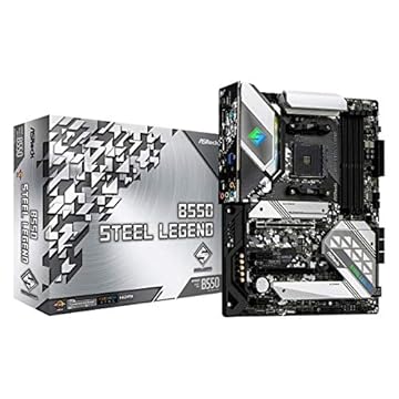 ASRock Placa Mãe B550 Steel Legend (AM4/DDR4/HDMI/DisplayPort/PCIe 4.0/PCIe 3.0/M.2/USB3.2/RGB Sync) - 90-MXBDF0-A0UAYZ