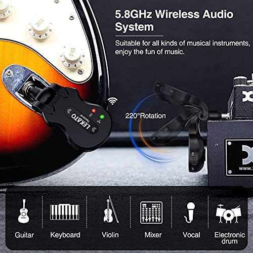 LEKATO 5.8Ghz Wireless Guitar System 4 Channels Audio Digital Guitar Transmitter Receiver - Thumbnail 3