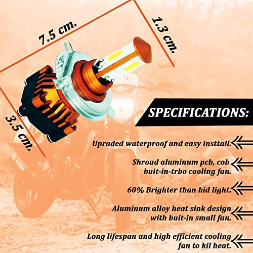 Image of OBEROI'S TRADERS High Brightness Front DC Power Headlight Bulb For All Bikes 3 Side H4 White LED Headlight, Fog Lamp Motorbike, Car LED (Pack of 1) (NISHTHI M3 MINI)