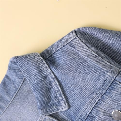 Kids Girls Button Down Denim Jackets Long Sleeve Lapel Retro Washed Coats Fall Fashion Y2k Streetwear With Pockets4