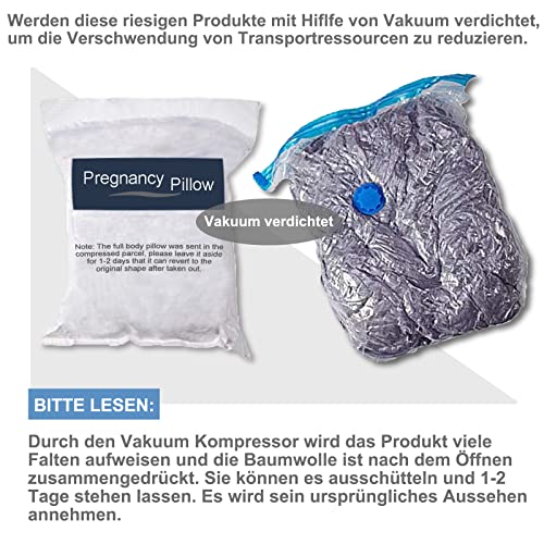 CALIYO Schwangerschaftskissen J Form,Stillkissen XXL-SeitenschläFerkissen mit Bezug,Pregnancy Pillow und Komfortkissen Erwachsene -Polsterung aus Baumwolle（Dunkelgrau,180×70cm）