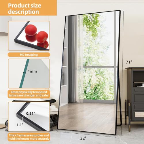 Image of LFT HUIMEI2Y 71 inchx32 inch Full Length Mirror, Black Floor Mirror