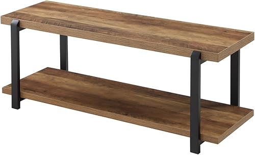 Miniatura 10 de FOLUBAN Banco de entrada, banco industrial de almacenamiento de zapatos para dormitorio, sala de estar, asiento moderno de interior para pasillo,