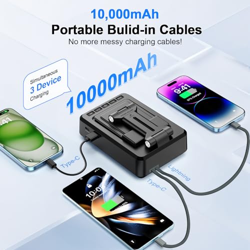 Jteman Cell Phone Stand Bluetooth Speaker with Built-in Cables,Foldable Adjustable Holder,All-in-One Audio Stand for iPhone Android,Birthday Gifts for Men Women