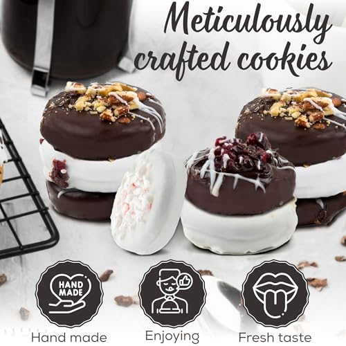 Image of Pastry Perks Cookies Gift Basket 12 Gourmet Chocolate Covered | Christmas Gifts for Women & Men, Mom, Dad, Grandma | Thanksgiving Food Delivery