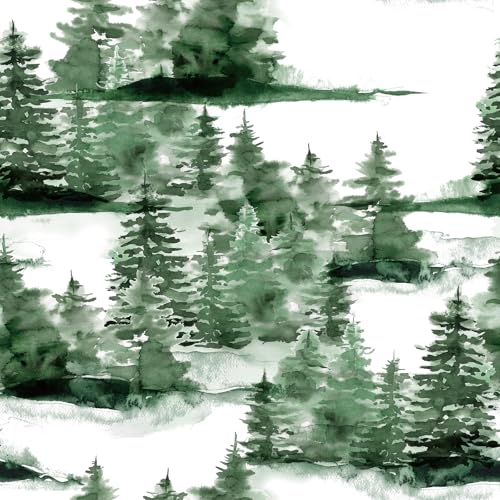 Papier peint à décoller et à coller sapin de Noël vert : solution déco rapide pour mur abîmé