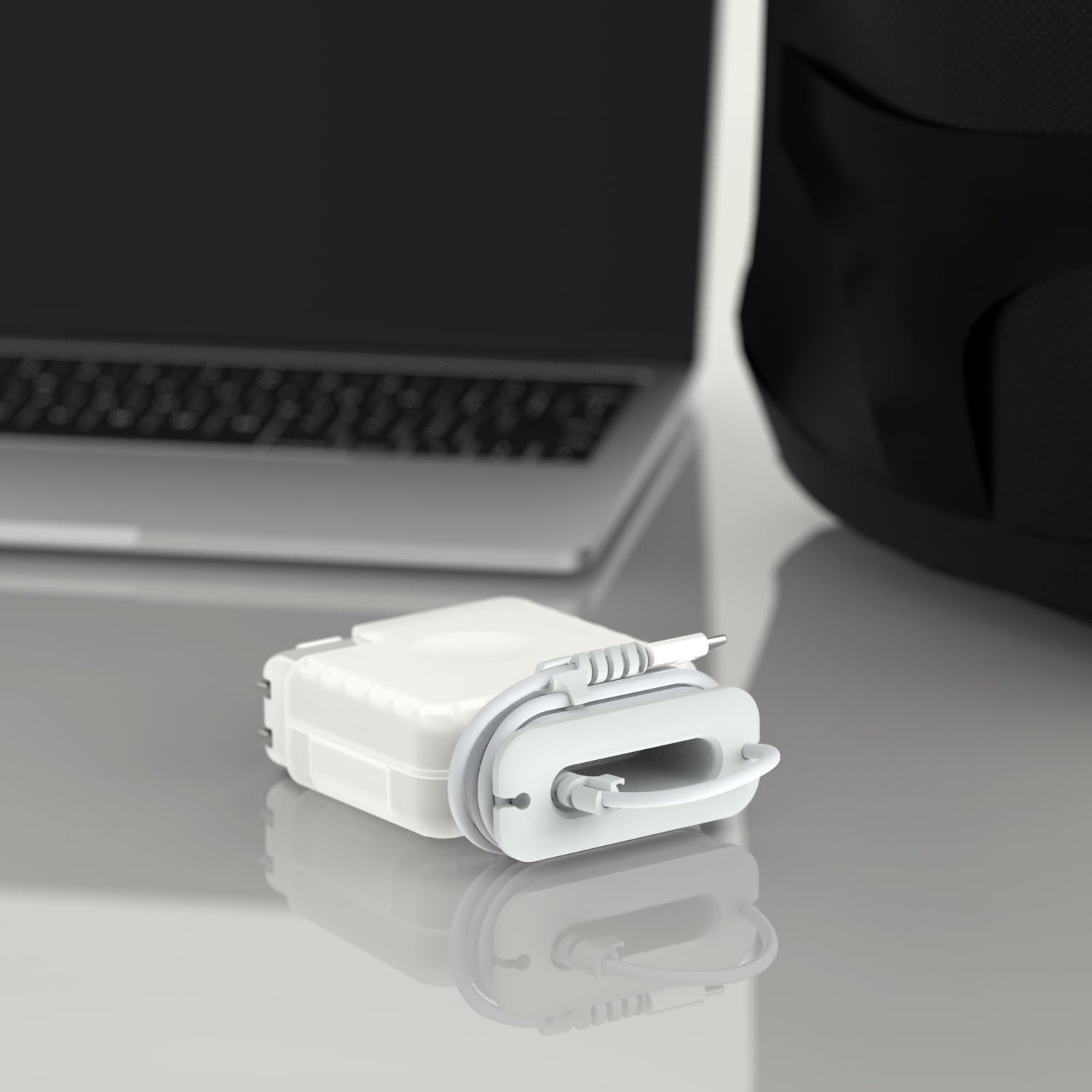 McStorey MacBook Şarj Aleti Kılıfı PVC Sert Kapak + Kablo Düzenleyici | 60W MagSafe 1-2 A1344/A1435, 61W A1718/A1947, 67W A2518 USB-C Uyumlu | Adaptör Koruyucu Şeffaf