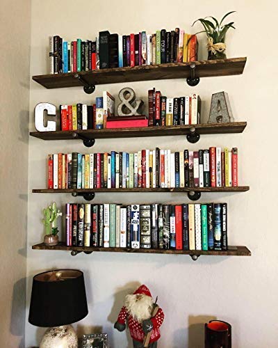 Industrial Black Iron Pipe Decor Shelf Brackets 12 Inch Clothing Rack,Rustic Style Industrial Floating Shelf Bracket, Heavy Duty Industrial Pipe Shelf Brackets, Coated Finish.（4 Pack） - Thumbnail 3