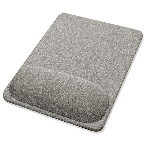 SenseAGE Mouse Mat with Wrist Support, Standard Size Mouse Pad with Non-Slip Rubber Base, Smooth and Durable Surface, Easy Sliding and Wrist Rest, Compatible with Laser and Optical Mice, Gray Cover