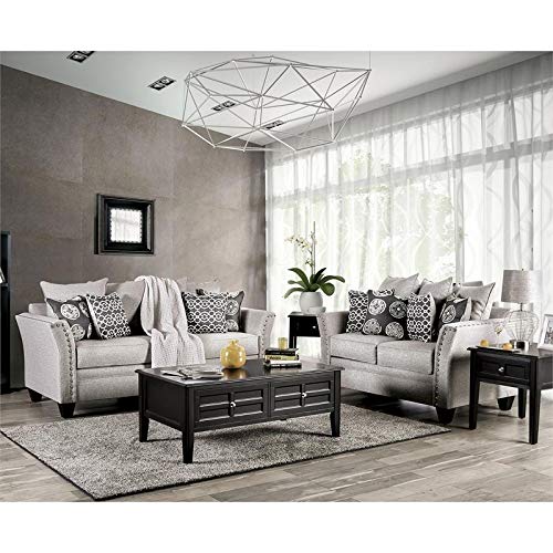 Furniture Of America Boulder Transitional Fabric 2-Piece Sofa Set In Gray #TOP26