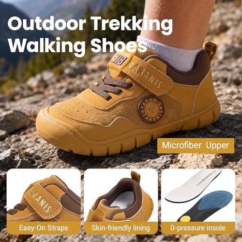 Boys Hiking Boots Water Resistant Kids Outdoor Sneakers with Protective Rubber Toe Cap and Non-Slip Sole for Camping Trekking Trail Running 5.5-6Years Yellow - image 5
