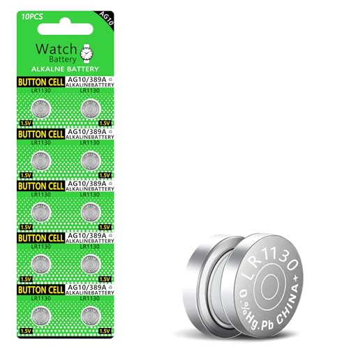 10PC LR1130 High Capacity AG10 Batteries 1.5V Alkaline Button Coin Cell Batteries SG10 389 189 Premium Alkaline Battery