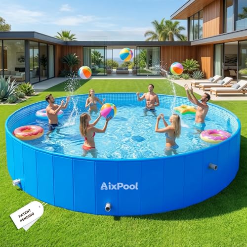 AixPool 2026 Large Foldable Pool,Non-Inflatable Pool for Adult,Foldable Swimming Pool,Plastic Kiddie Portable Pool,Collapsible Kid Pool for Backyard,Oversized Easy Setup Family Pool for Adult,7.5FT