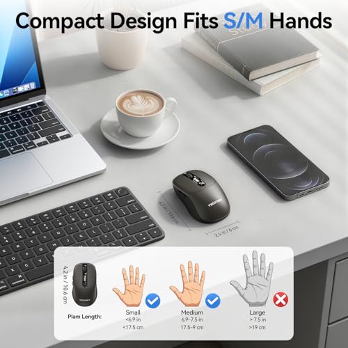TECKNET Tri-Mode Rechargeable Bluetooth Mouse with LED Display for Laptop - image 7