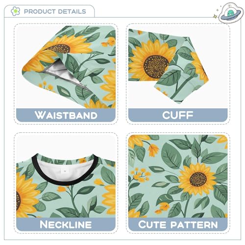 JUNZAN Cartoon Sunflowers Green Big Boys Hooded Sweatshirt Crewneck Hoodies for Girls Party 4T3