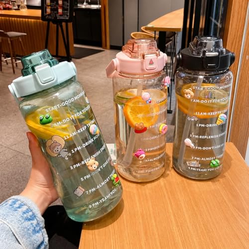 Image of Transparent Water Bottle 2000ML with Motivational Time Marker | Leak Proof&Break-Proof 2 litre water bottle | Best Usage For Office /School /Gym /Travel Water Bottle