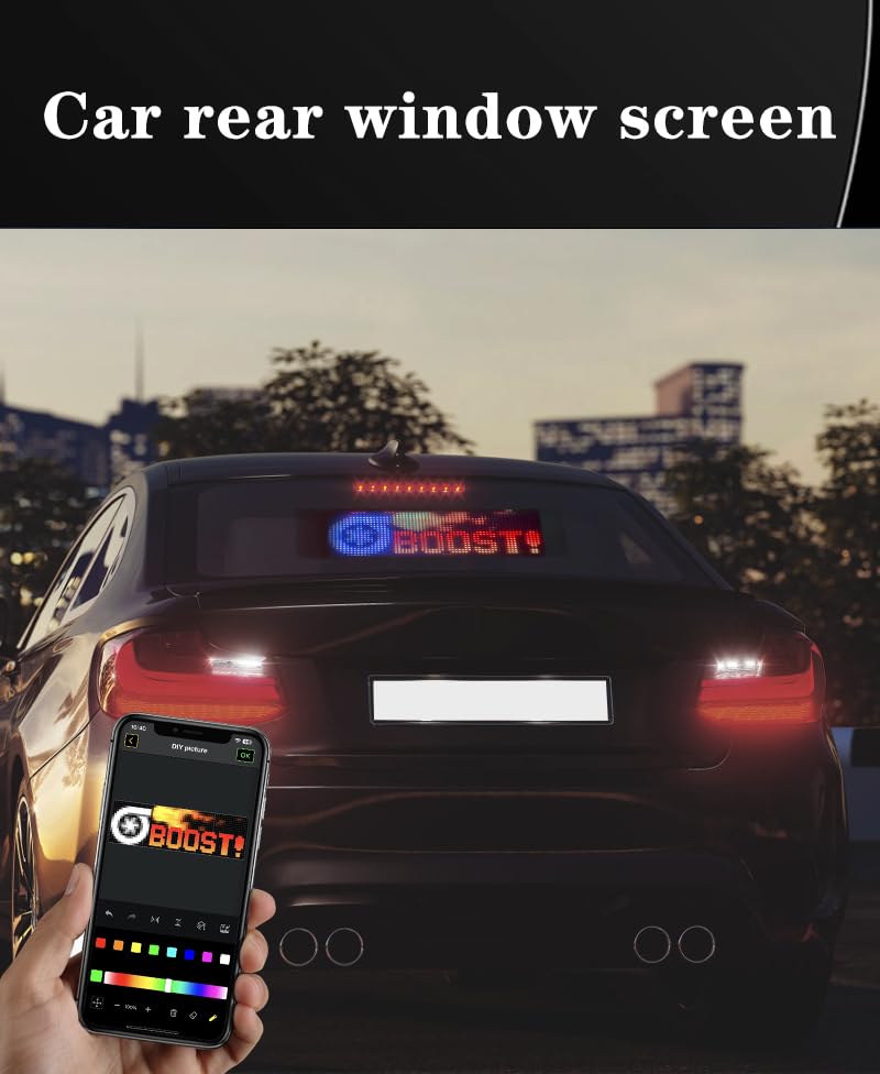 Image of ZADON Flexible LED Matrix Panel | Programmable Display Screen with App & Remote Control | Scrolling Text & Animation LED Board for Shop, Car & Advertising | Multiple Sizes (Extra Large- 90x20 Cm)