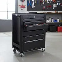 Fercar Carrinho para Ferramentas C08 Grande Preto Organizador Porta Peças Fechado com 06 Gavetas Chaveado para Oficinas