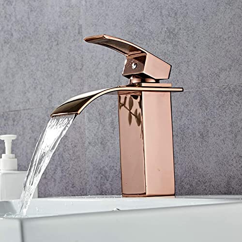 Mitigeur de lavabo à bec large cascade avec poignée unique eau chaude et froide