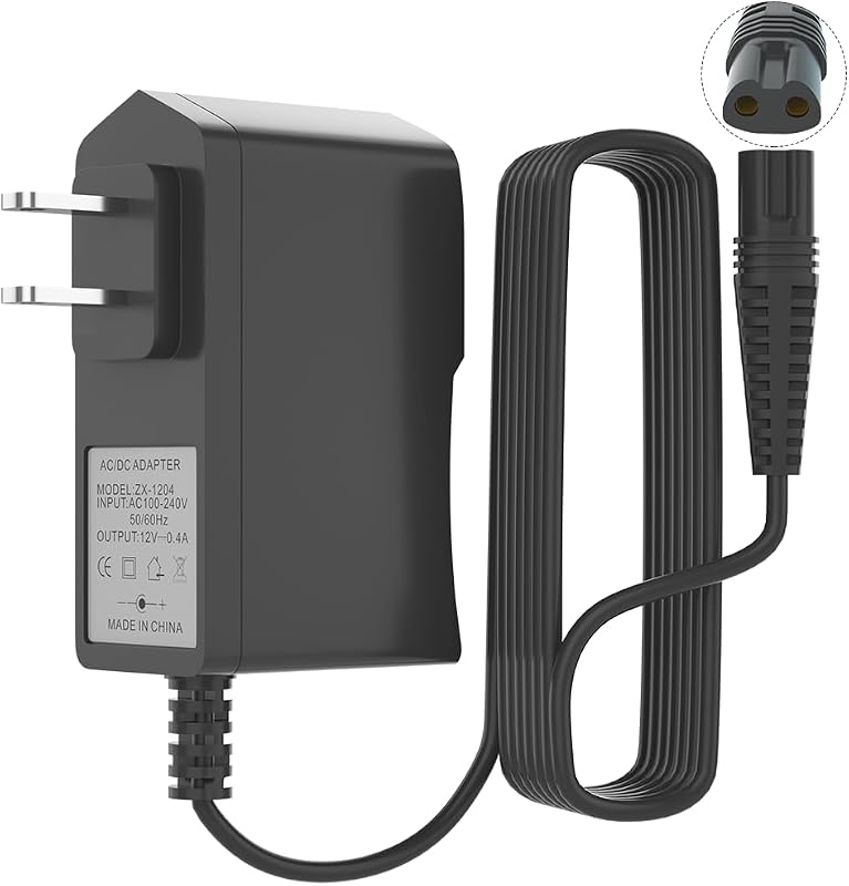 Carregador HYGAMOCC para barbeadores elétricos Braun Series 1, 3, 5, 7 e 9, entrada bivolt 100V-240V, saída DC 12V 400mA, cabo de 1,49 m