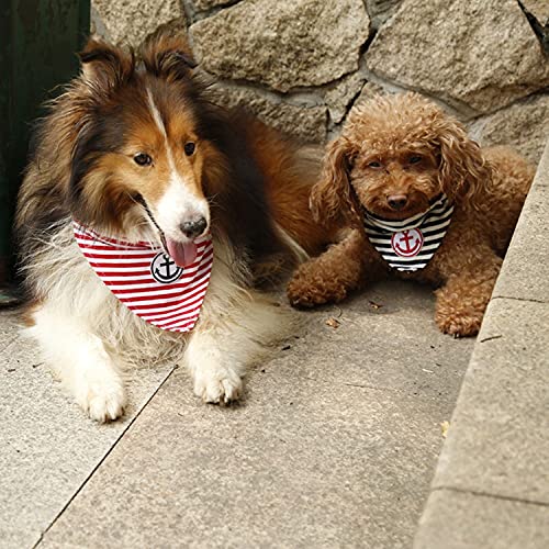 MEGA NOCKO Bandana Halstuch für Hunde und Katzen, gestreift Segeln Anker stabiles Hundehalsband Nylonhalsband waschbar mit Verstellbarer Halsgröße Pet Katzenhalsband in rot oder blau