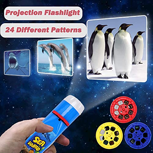 YEAR OLD Regalos de juguete para 1, 2, 3, 4, 5, 6 años, linterna proyector para niños, luz proyector océano, historias, regalo de cumpleaños para niños, proyector para diapositivas (océano)
