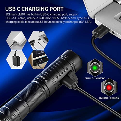 Jolimark Jm10 Led Flashlights High 90Cri 1300Lumens Edc Flash Light Usb C Charging Magnetic Tailcap For Dog Walking Fishing Camping #TOP2