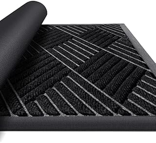 PureJoy Dirt Trapper Door Mat for Indoor & Outdoor 45 X 75cm Rubber Non Slip Front Door Mat Entrance Waterproof Rugs Dirt Debris Mud Trapper Carpet for Entryway Low-Entry Rugs