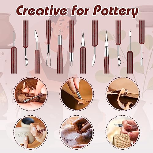 Clay Tools Sculpting, Double-Sided Polymer Carving Tools Kit, Wood Ceramic Tool Set for Pottery, Air Dry Clay, Polymer Clay, Sculpting, Modeling, Pumpkin Carving and Supplies - Thumbnail 3