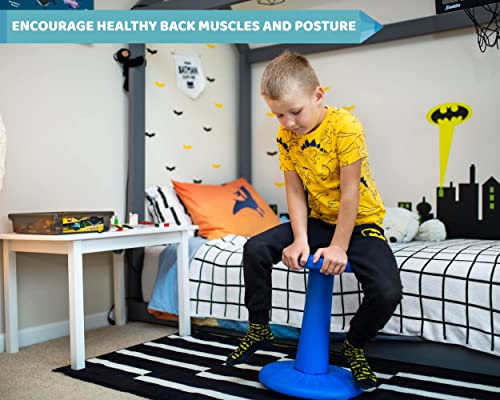 Image of Studico ActiveChairs Kids Wobble Chair, Flexible Classroom Seating Improves Focus, Posture & Helps ADHD /ADD. Get The Wiggles Out, Active Fidget Desk Chairs, Pre-Teen 17.75 inch Stool, Ages 7-12, Blue