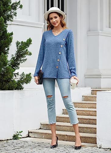 Image of Dimur Sweaters for Women Trendy 2025 Long Sleeve Shirts Ligheweight Sweatshirt Loose Fit Tunic Tops