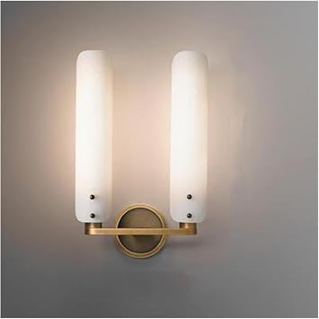 Demeanor Wall Sconces, Nordic Luxury LED Wall Lamp Copper Bedroom Bedside Simple Sconces Corridor Aisle Balcony Wall Lighting Background Indoor Fixture Color L25cm x H42cm, Size Cold White