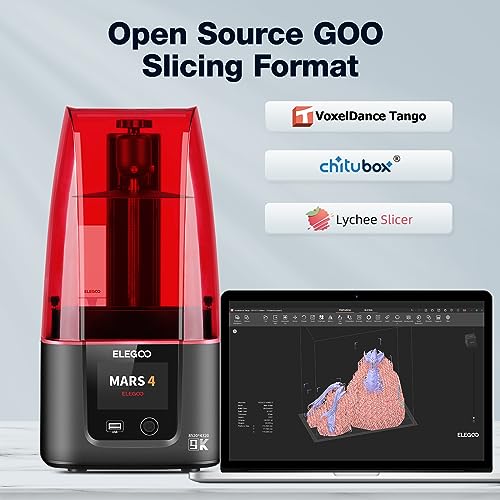Image of ELEGOO Mars 4 Resin 3D Printer with 7 inch 9K Monochrome LCD Screen | COB UV Light Source and Screen Protector Printing Size 153.36mm*77.76mm*175mm