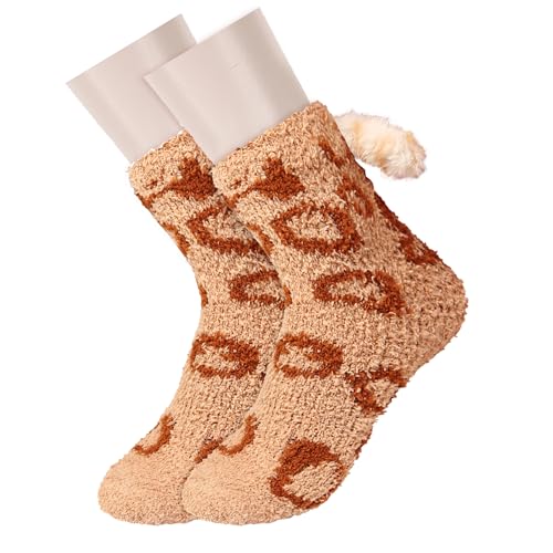 Image of Benefeet Sox Women Fuzzy Socks Funny Cat Gifts Cozy Soft Fluffy Winter Warm Sleeping Cute Animal Slipper Socks for Cat Lover