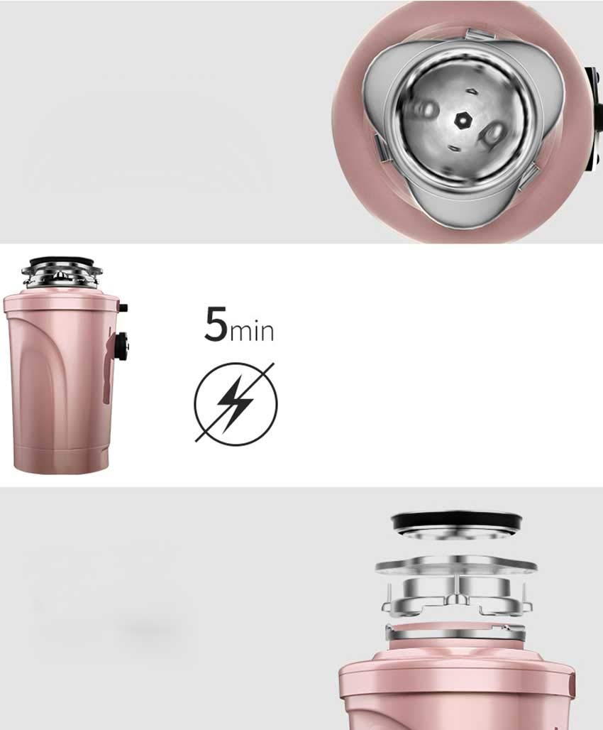 Durable Broyeur de déchets Alimentaires Broyeur dissipateur Thermique dissipateur Thermique de déchets organiques pour Maison sous évier Cuisine, Pink