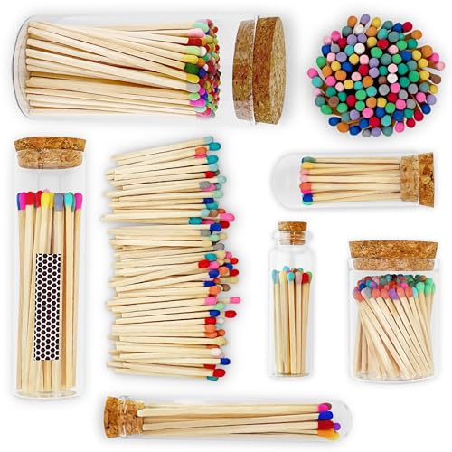 434 rainbow matches 100 count with striking stickers included  decorative unique amp fun for your home gifts accessories amp events  premium long wood safety matches by thankful greetings