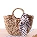BAOZENGMUY Strohtaschen Strandtasche Quaste Rattan Damen Handtaschen Gewebte Strohtasche Große Kapazität Tote Strandtasche Damen Weidenkorb Geldbörsen Brownscarvebig