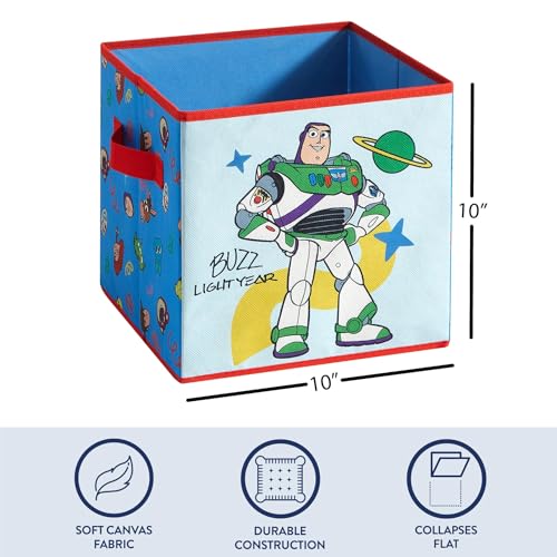 Image of Disney Pixar Toy Story Storage Cubes for Kids,2 Pack 10 inchx10 inch Collapsible Fabric Bins with Handles, Organizer Boxes with Handles for Bedroom, Playroom & Nursery
