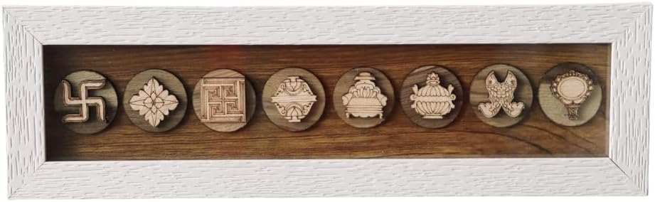 The Spiritual Living Jain Asthamangal Natural Wood Frame for home & Office Main Door Entrance with Decorative Box |10 x 3 Inch |