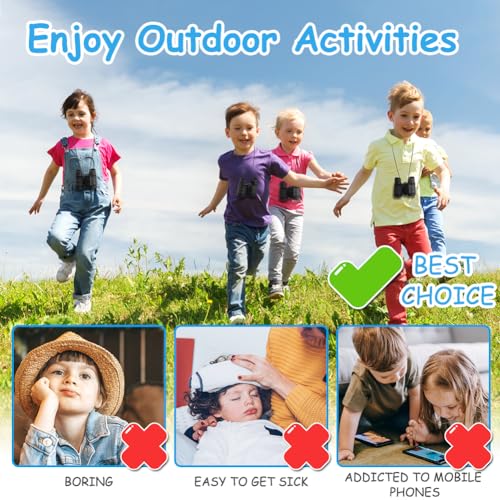 OSDUE Fernglas für Kinder, Spielzeug, Spielzeug, stoßfestes, für Jungen und Mädchen im Alter von 3–7Jahren, für Vogelbeobachtung, Jagen, Wandern, Geburtstagsgeschenke(Schwarz)