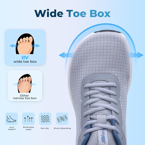 Image of IIV Mens Walking Shoes with Arch Support Wide Toe Box Tennis Sneakers Plantar Fasciitis Running Shoes