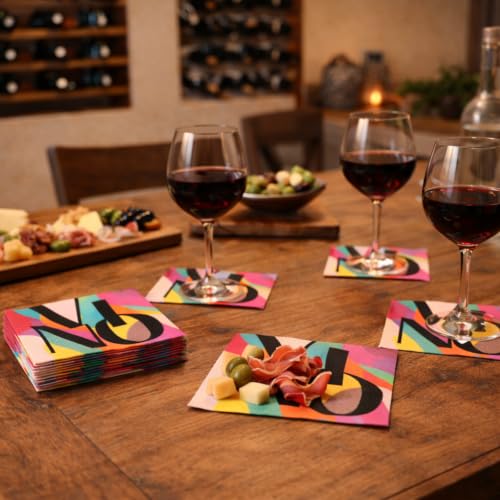 Image of Punch Studio 30-Count Disposable Paper Decorative Cake /Cocktail Party Napkins, 5 inch Square, Vino