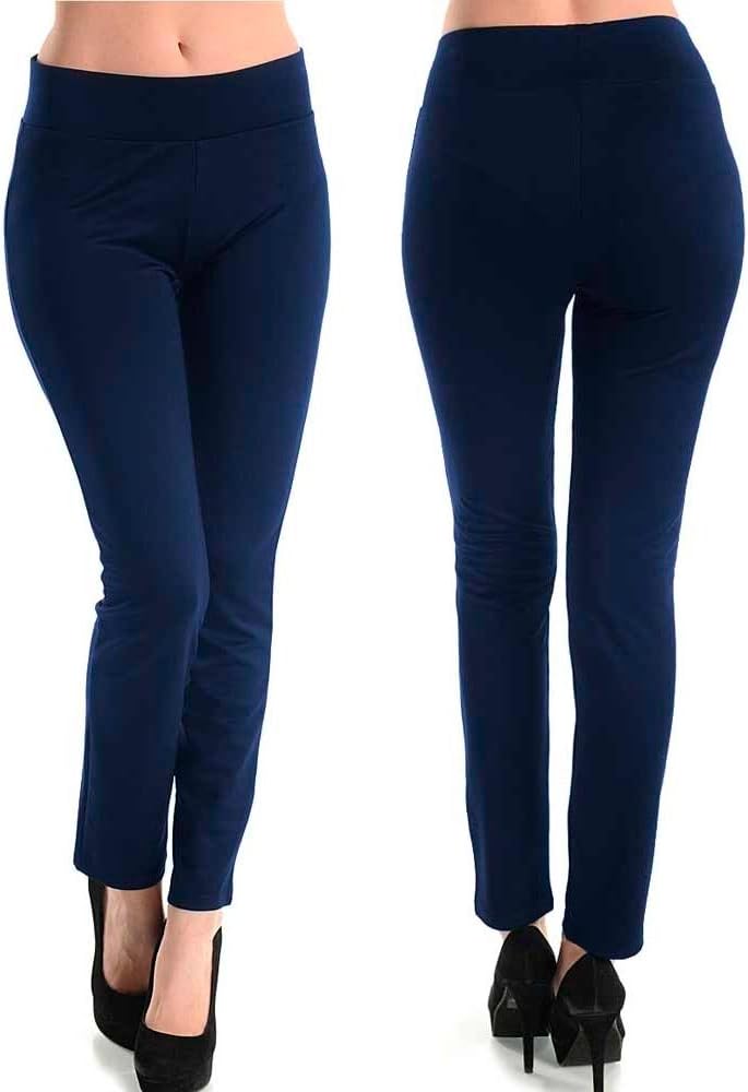 Women Cotton Spandex Ankle Length Yoga Leggings Pants Workout Sports Gym Navy Lg