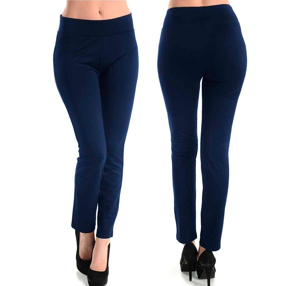 Women Cotton Spandex Ankle Length Yoga Leggings Pants Workout Sports Gym Navy Lg