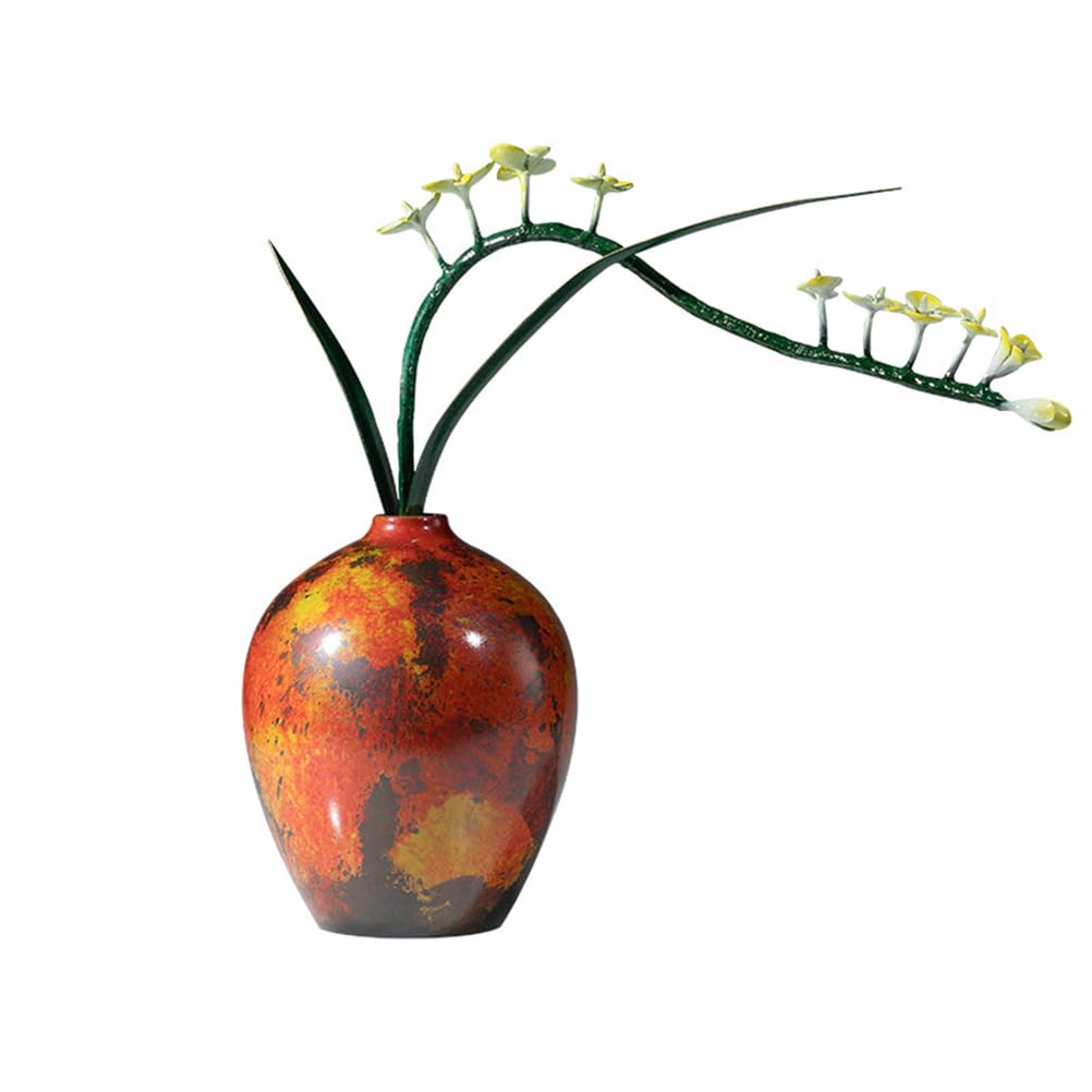 Orchidea Mosiężny wazon Ozdoba Oszałamiająca metalowa rzeźba kwiatowa