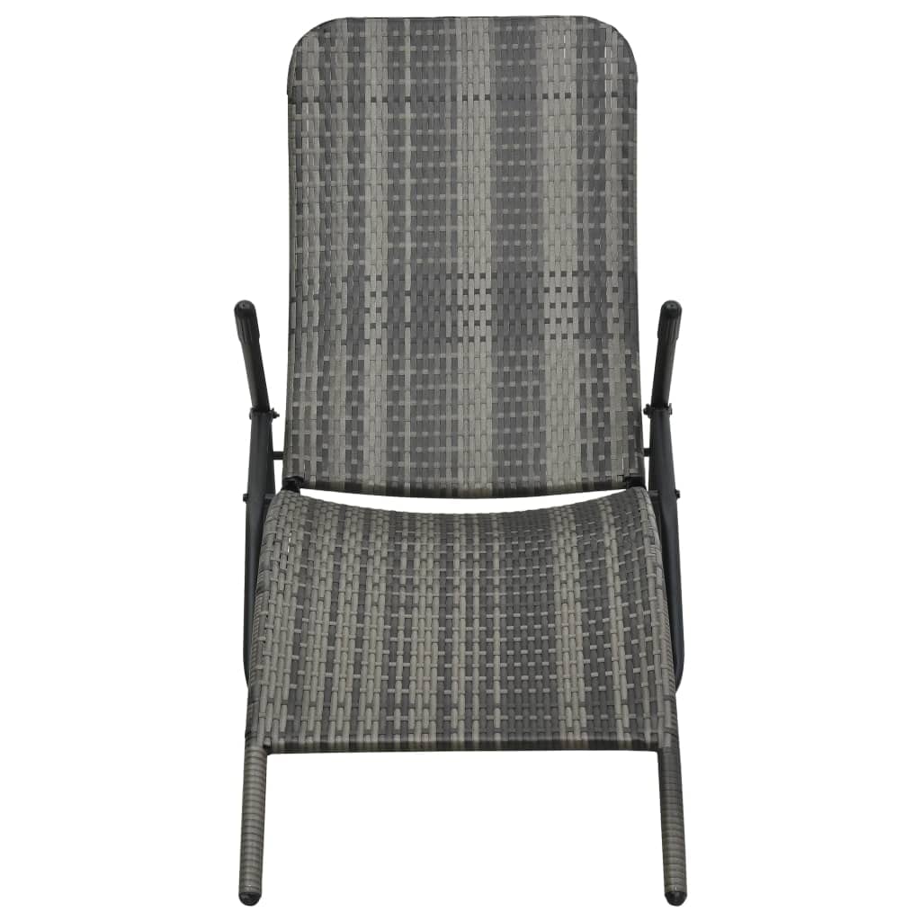 Tomostar Bain de Soleil, Chaise Longue Jardin Extérieur Transat pour Piscine Pliable Résine tressée Gris