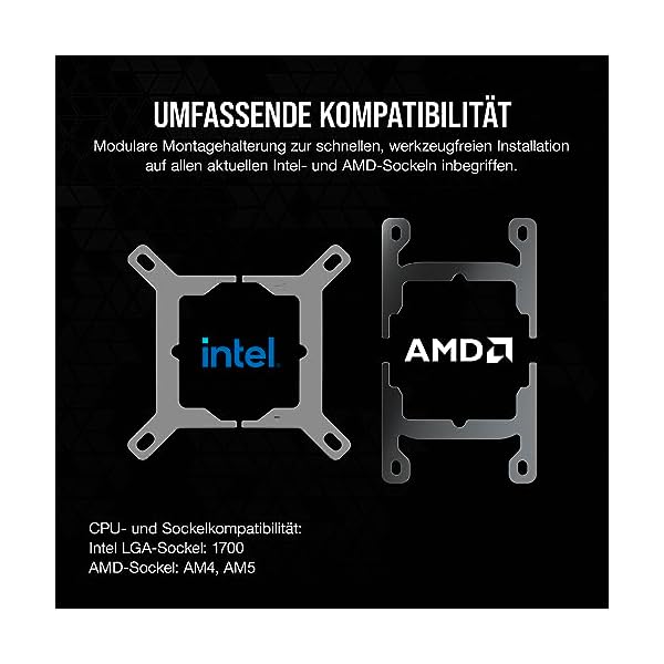 CORSAIR XC7 RGB Elite LCD CPU-Wasserkühler - 480 × 480 IPS-LCD-Bildschirm - 31 RGB-LEDs - USB-C - Kompatibel mit Intel LGA 1700, AMD AM5 und älter - Stealth-Grau – Bild 8