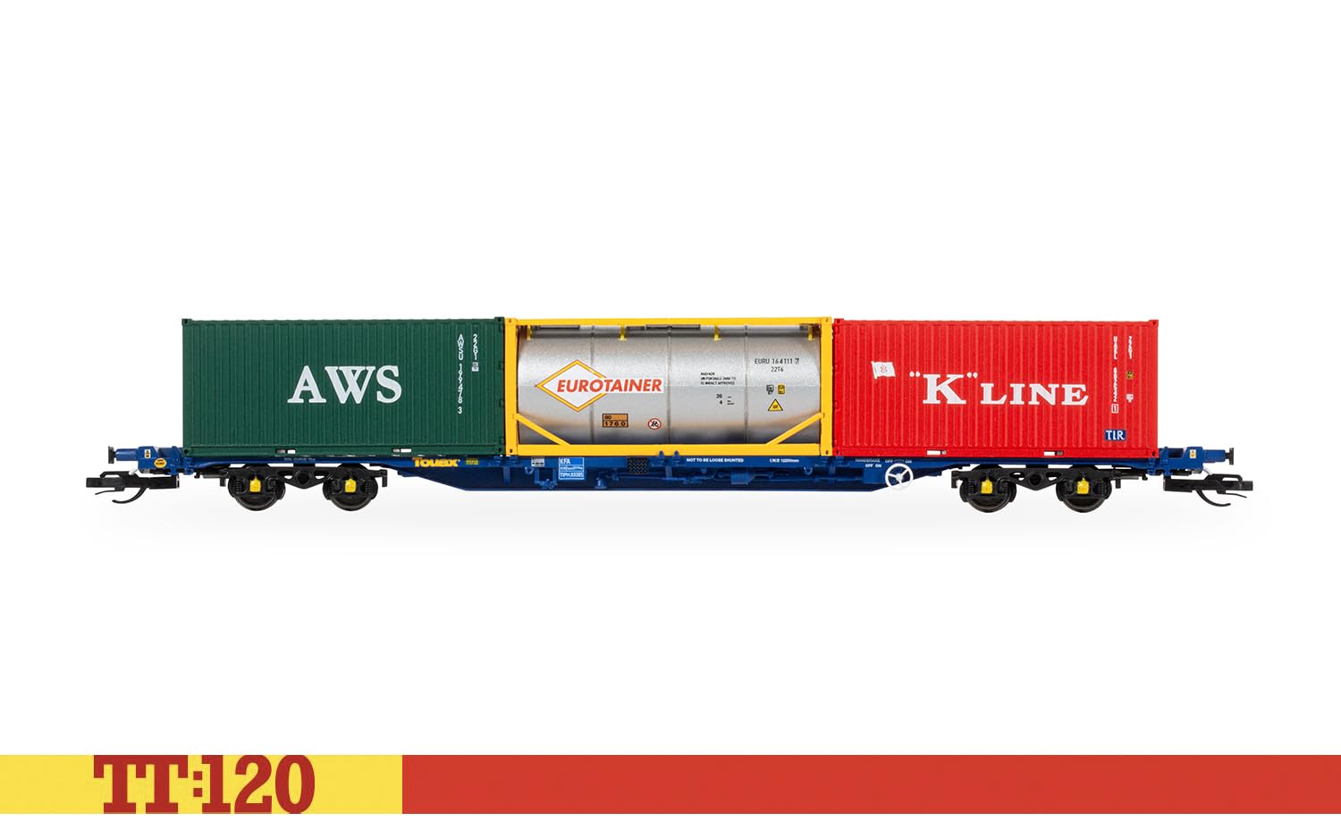 Wagon Porte-conteneurs Hornby TT:120 TT6030 Touax KFA avec 3 conteneurs de 20 Pieds